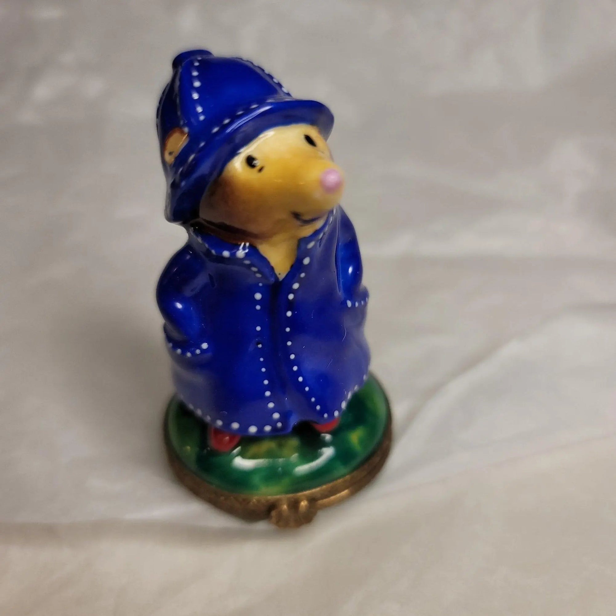Mole in Raincoat Limited Edition Porcelain Limoges mole farm critters first French Trinket Box