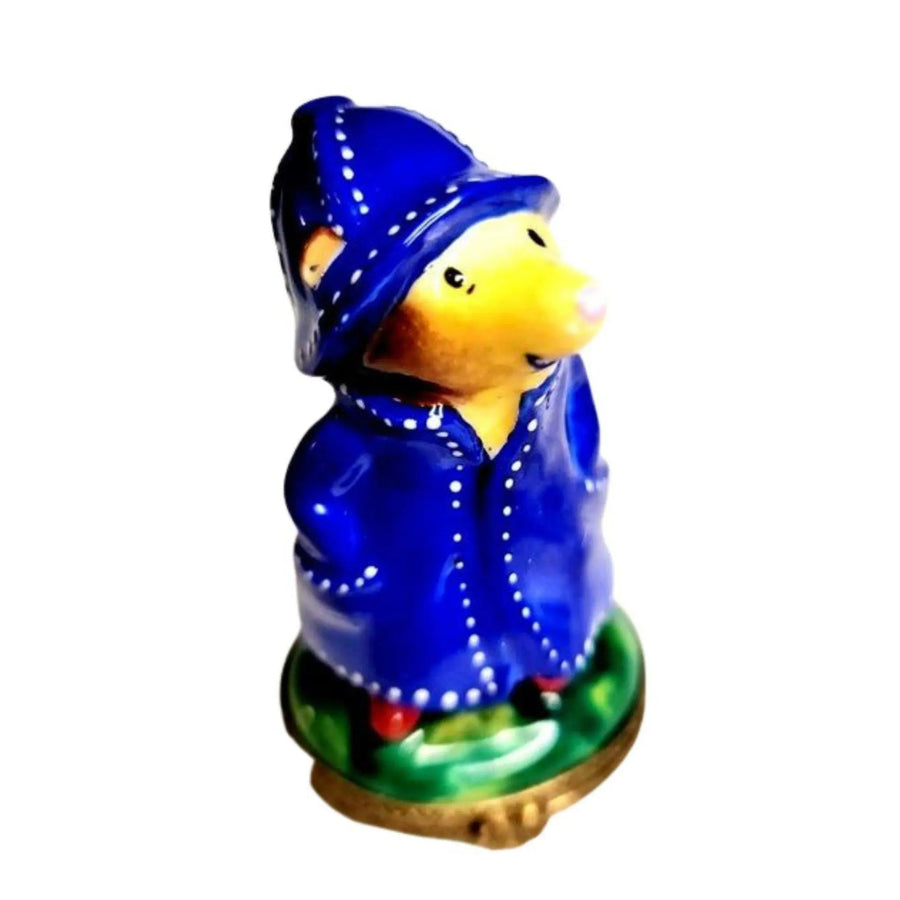 Mole in Raincoat Limited Edition Porcelain Limoges mole farm critters first French Trinket Box