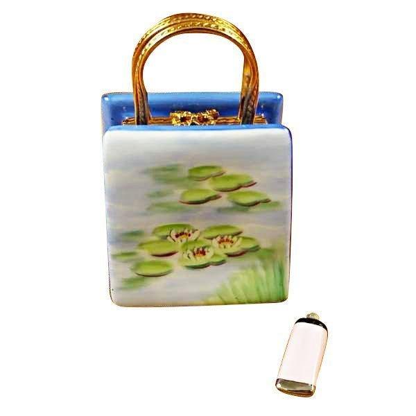 Monet Bag with Bridge and Water Lily with Removable Paint Tube Porcelain Limoges bag art fine limoges boxes French Trinket Box