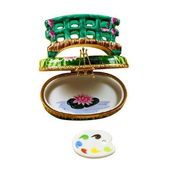 Monet Water Lily Bridge - Removable Palette Porcelain Limoges art French Trinket Box