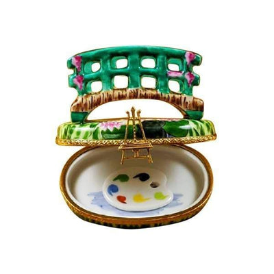 Monet Water Lily Bridge - Removable Palette Porcelain Limoges art French Trinket Box