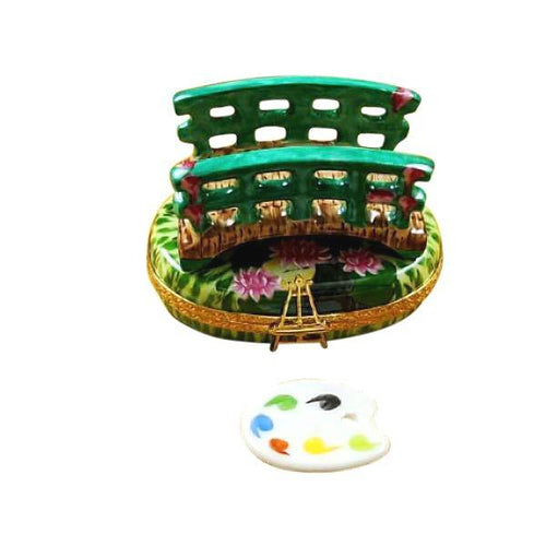 Monet Water Lily Bridge - Removable Palette Porcelain Limoges art French Trinket Box