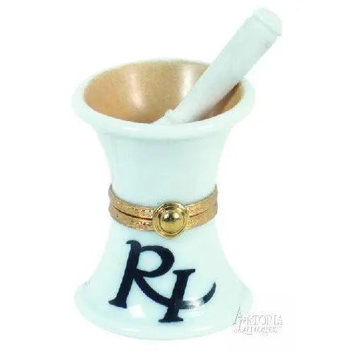 Mortar And Pestle Porcelain Limoges professional French Trinket Box