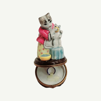 Mother Cat Feeding Baby Porcelain Limoges cat cats limoge box French Trinket Box