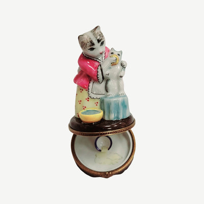 Mother Cat and Kitten Delight Porcelain Limoges cat cats limoge box mother baby gift maternity French Trinket Box