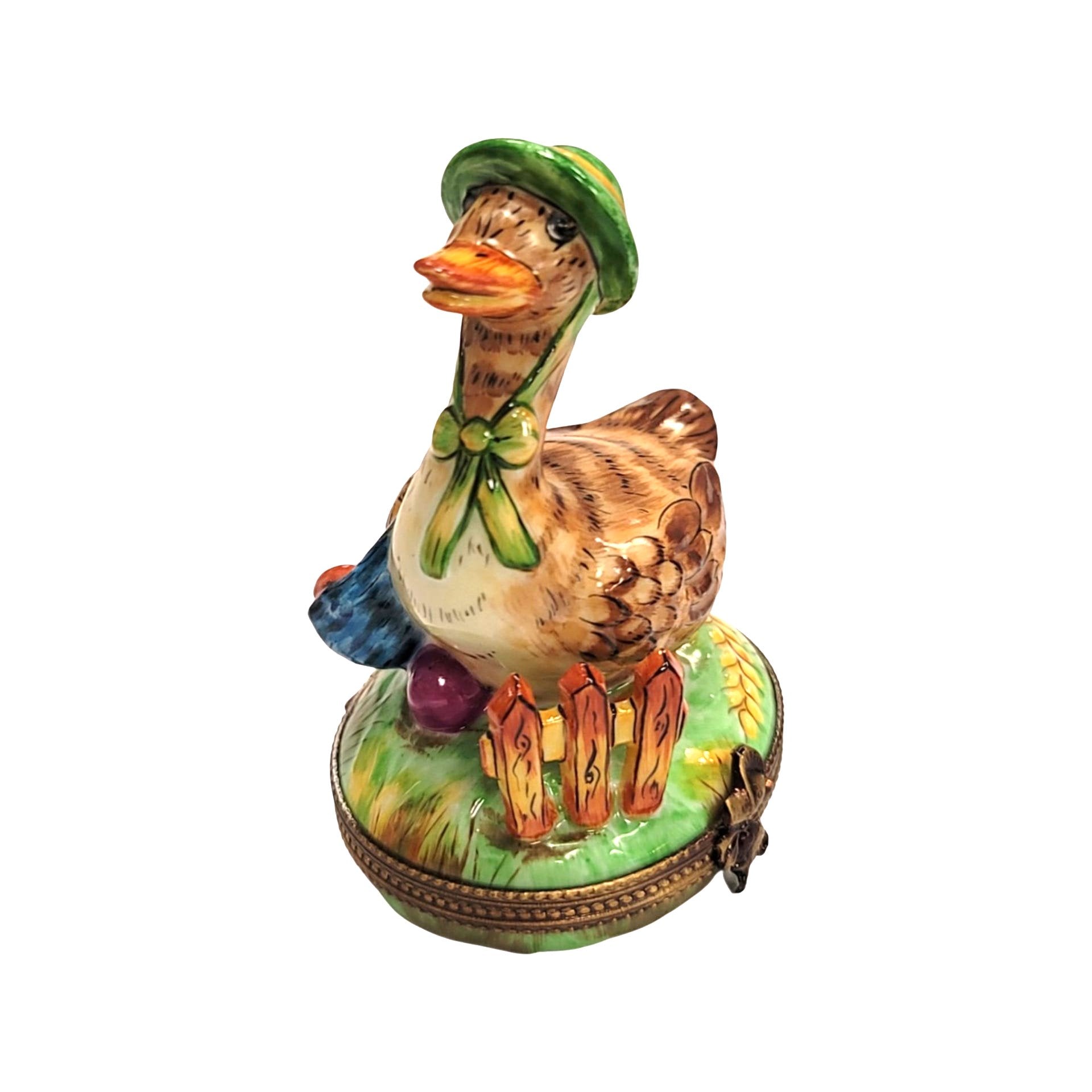 Mother Goose Whimsical Figurine Porcelain Limoges Fairy farm French Trinket Box