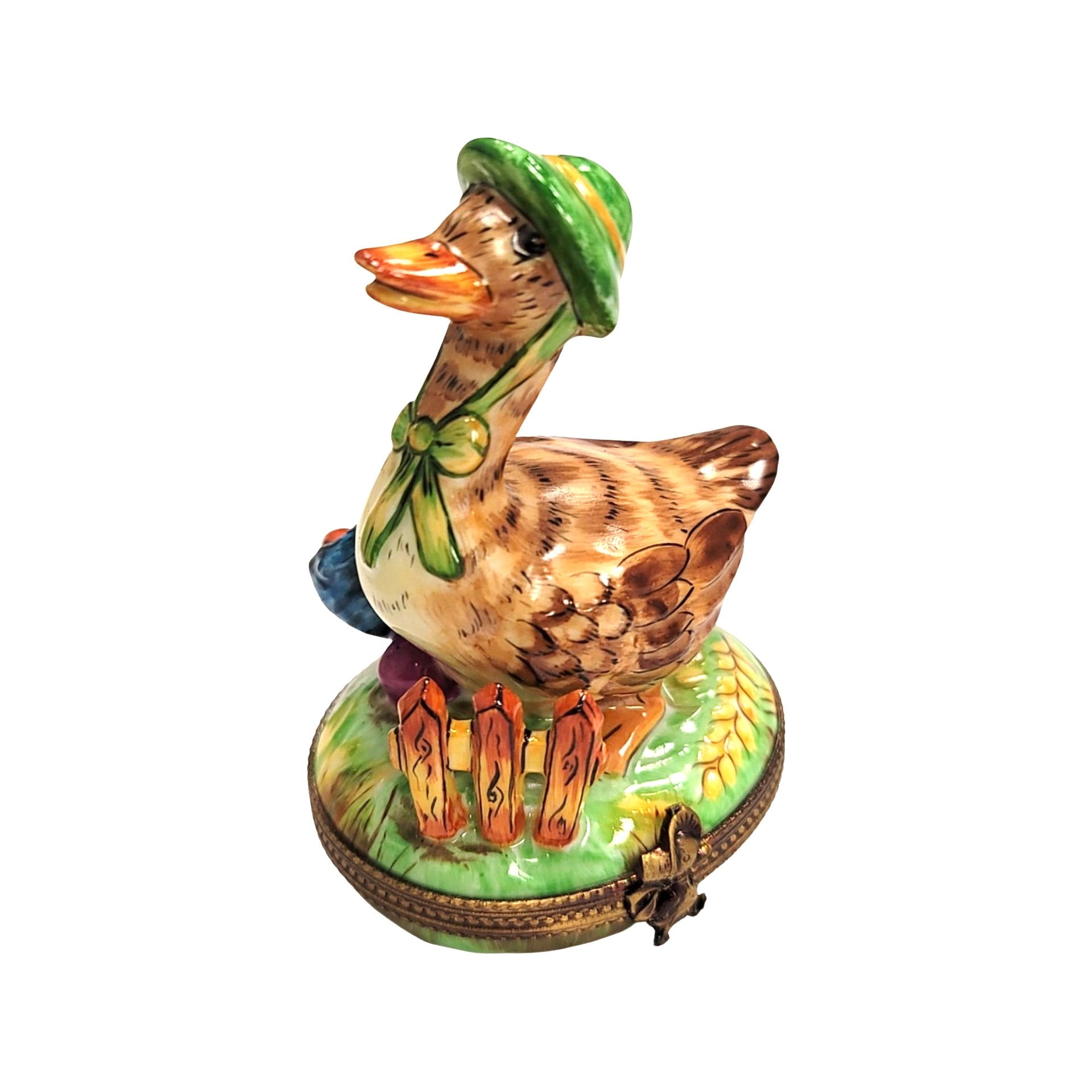 Mother Goose Whimsical Figurine Porcelain Limoges Fairy farm French Trinket Box