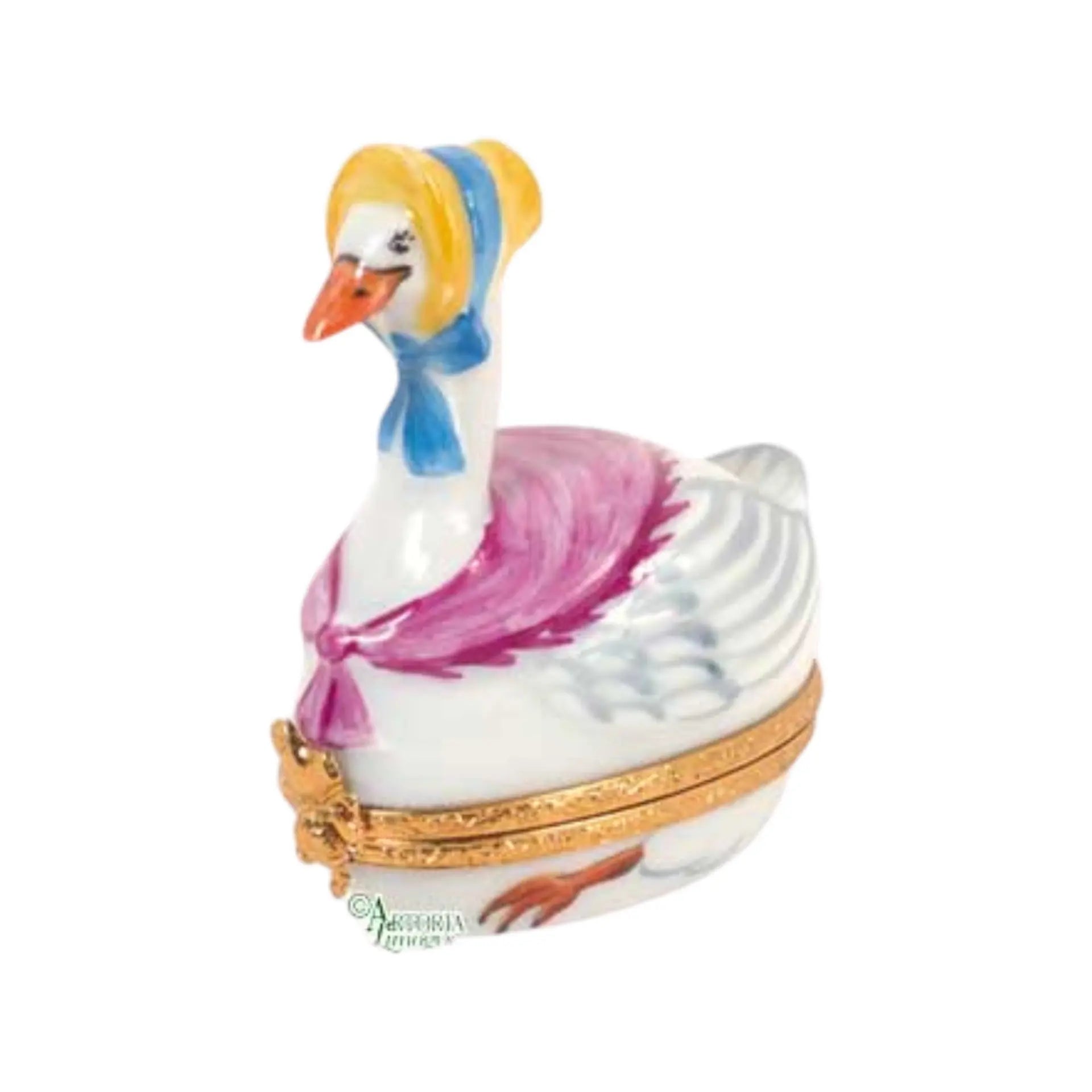 Mother Goose w Shawl Porcelain Limoges Fairy farm French Trinket Box