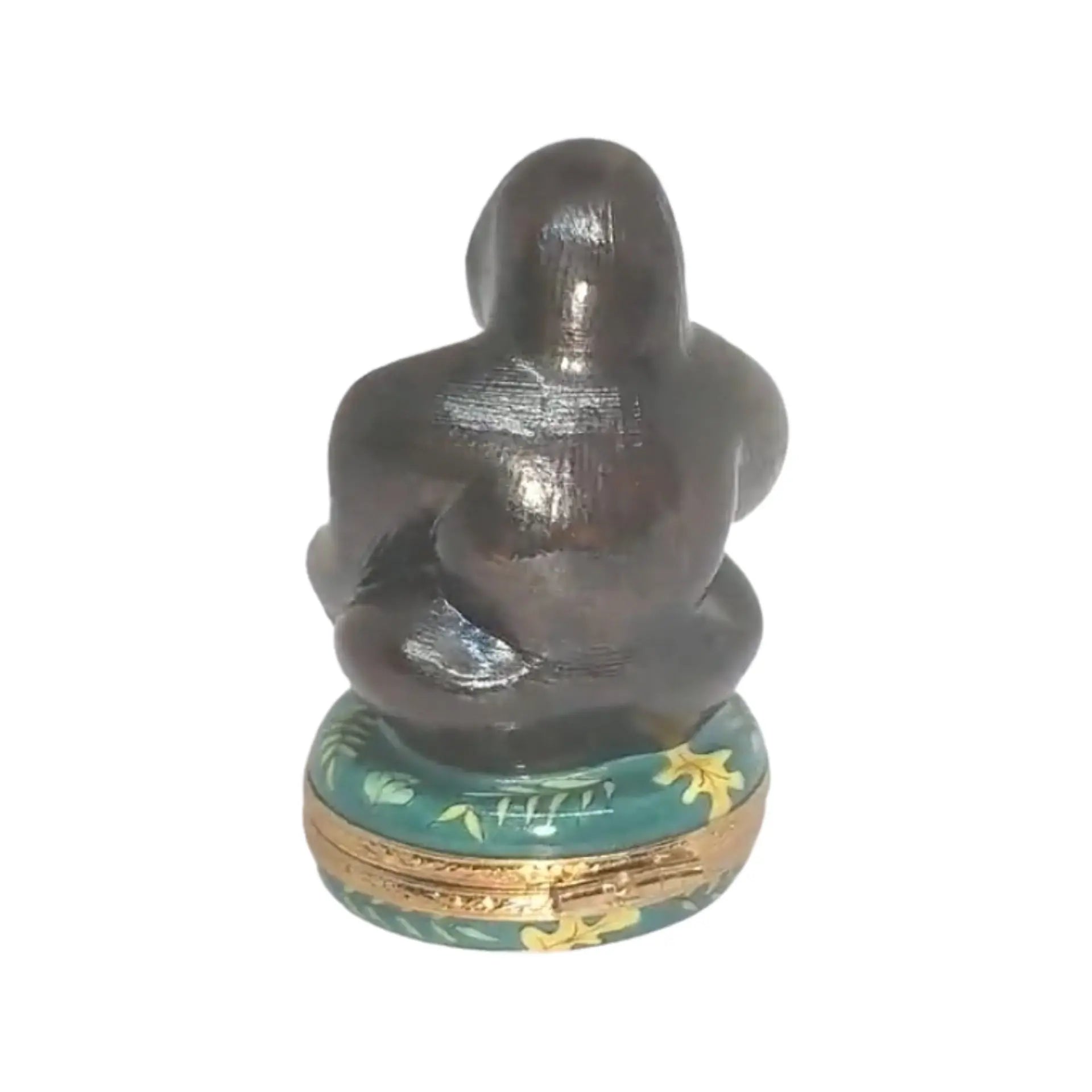 Mother Gorilla And Babies Porcelain Limoges wild animals French Trinket Box