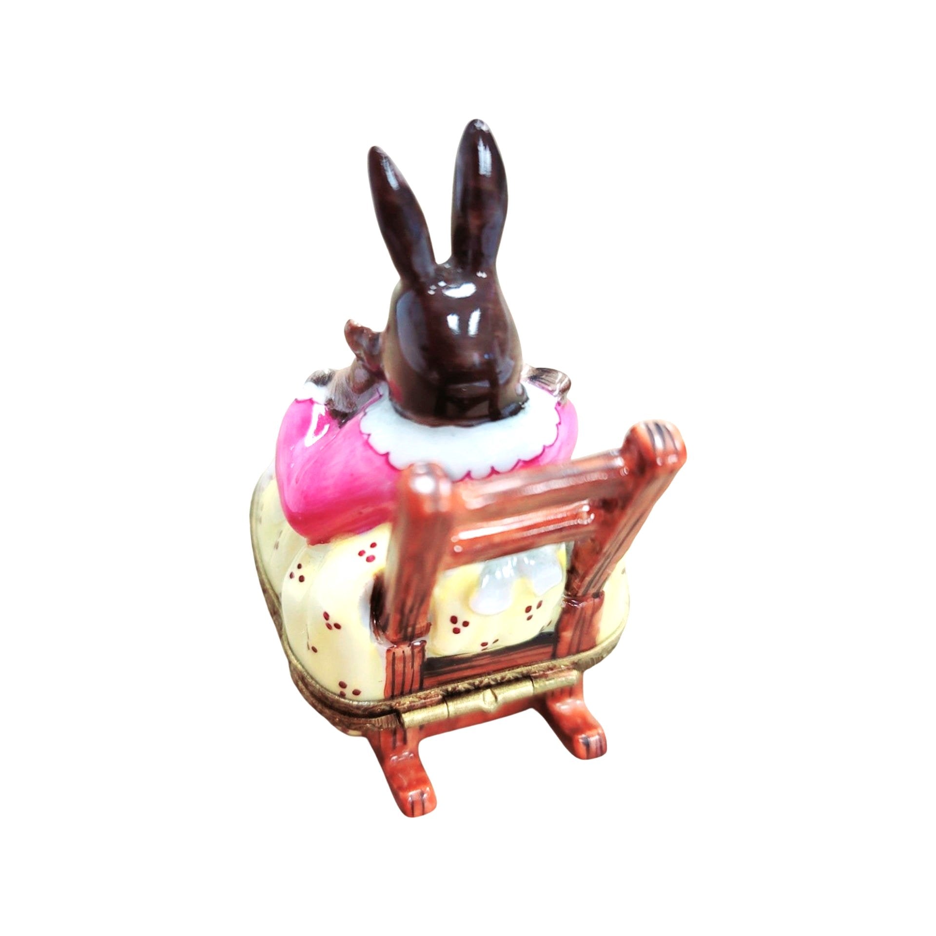 Mother Rabbit Rocker Delight Porcelain Limoges mother rabbit baby maternity French Trinket Box