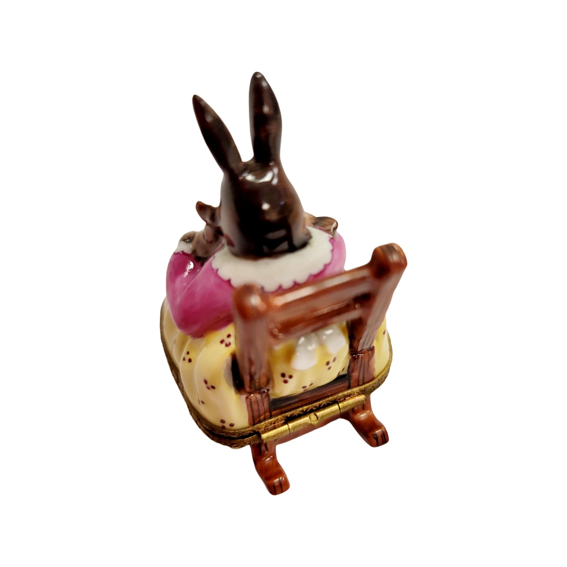 Mother Rabbit Rocker Delight Porcelain Limoges mother rabbit baby maternity French Trinket Box