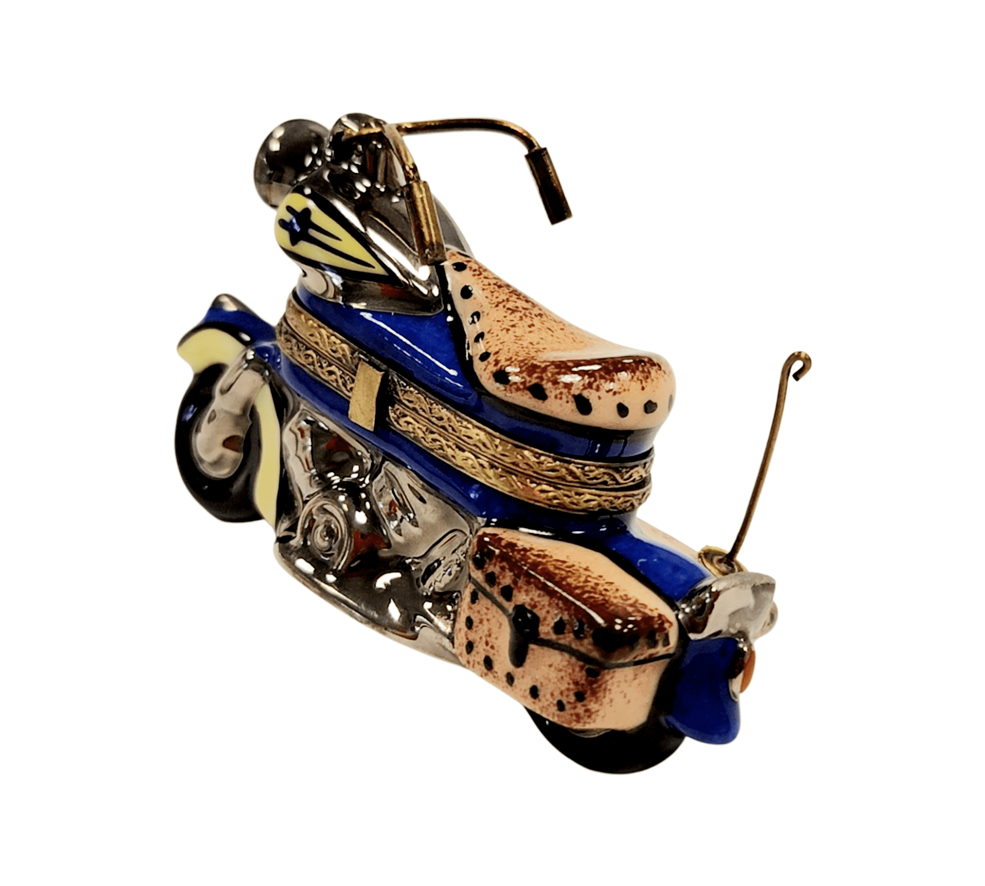 Motorcycle Limoges Box Figurine Porcelain Limoges Artoria French Trinket Box