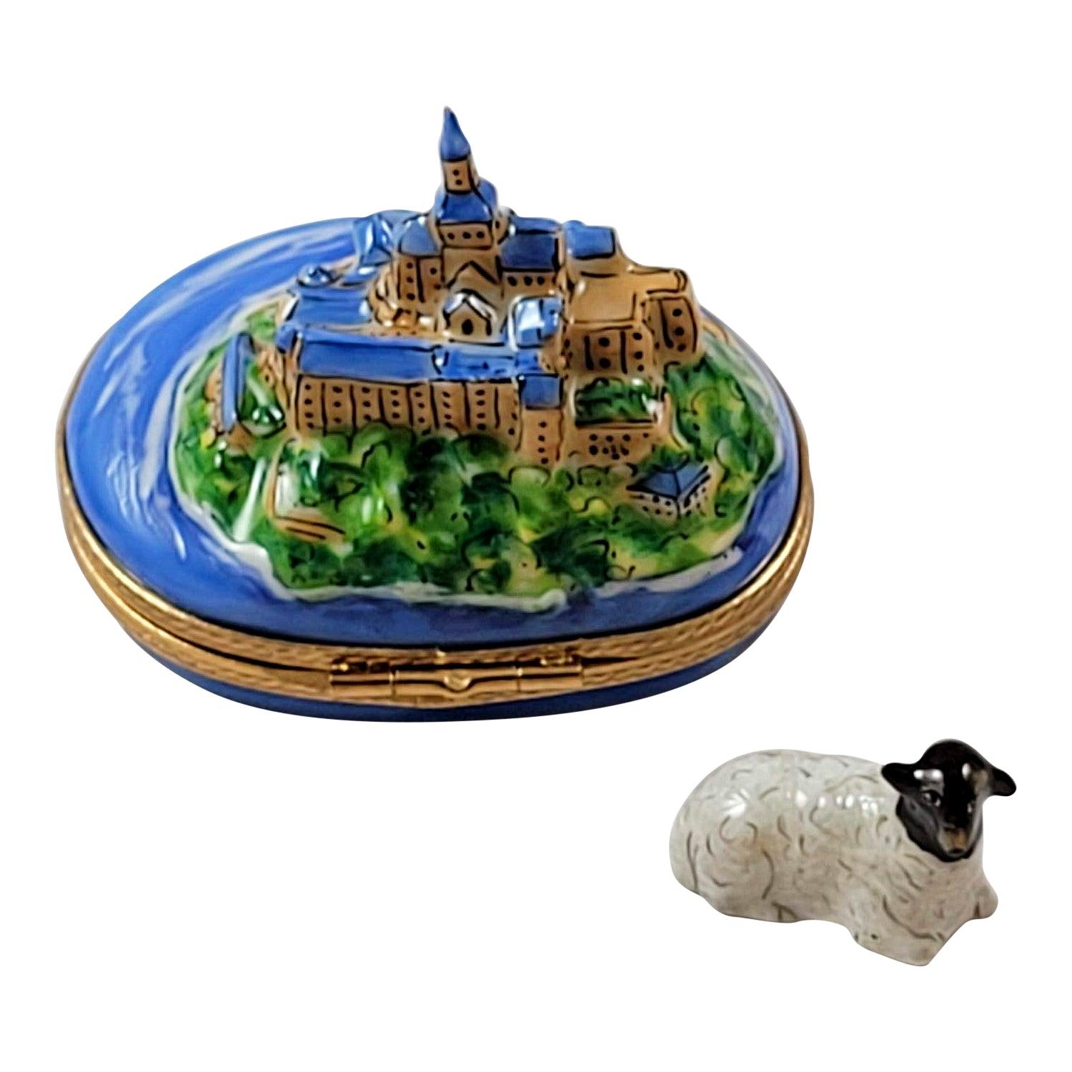 Mount Saint Michele w Removable Lamb Porcelain Limoges France Paris monuments Limoges Box Travel French Trinket Box
