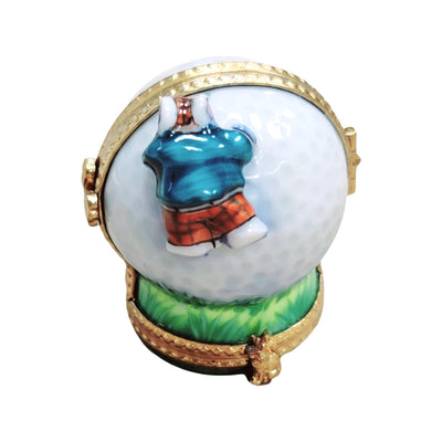 Mouse Golfing on Ball Figurine Porcelain Limoges sports golf limoges box French Trinket Box