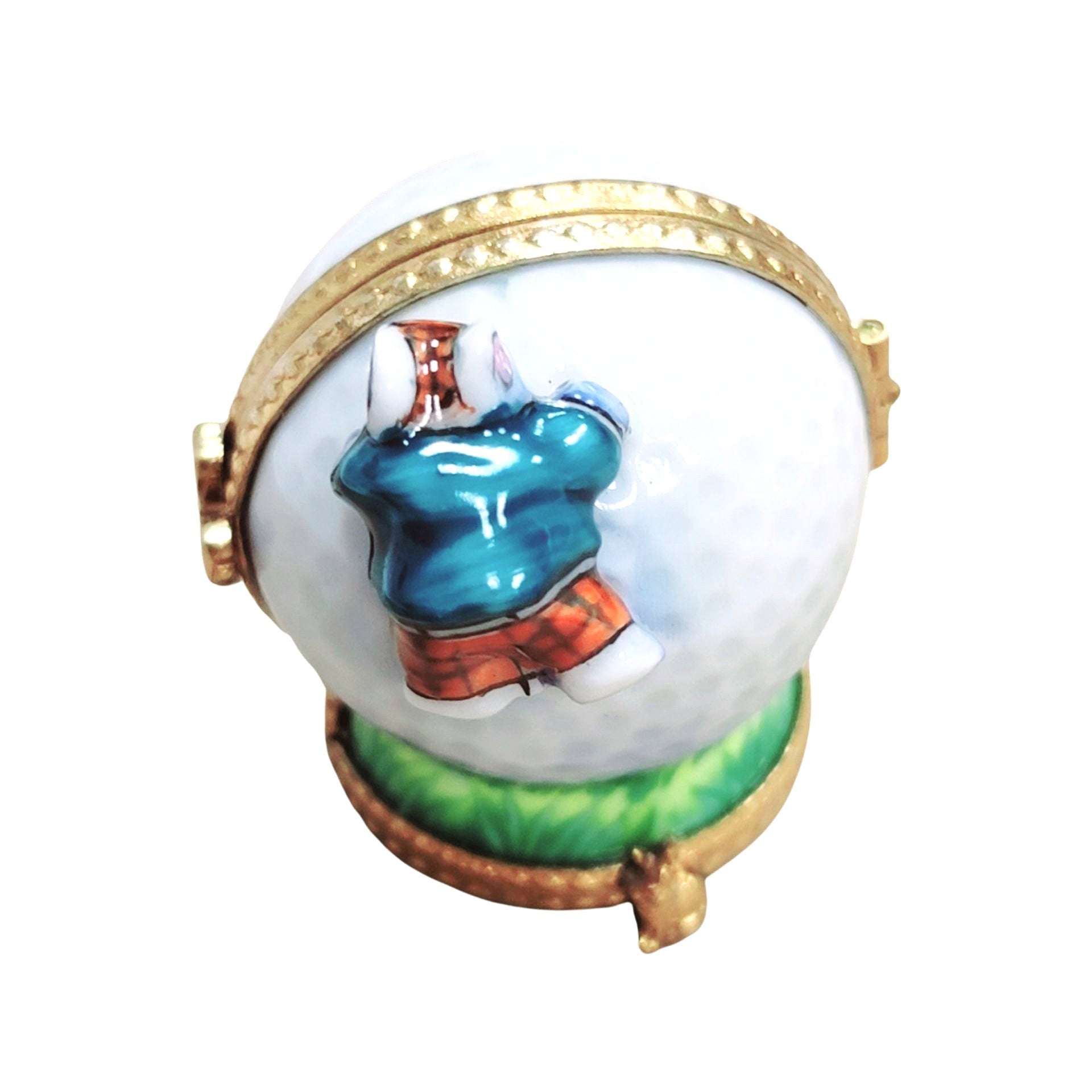 Mouse Golfing on Ball Figurine Porcelain Limoges sports golf limoges box French Trinket Box