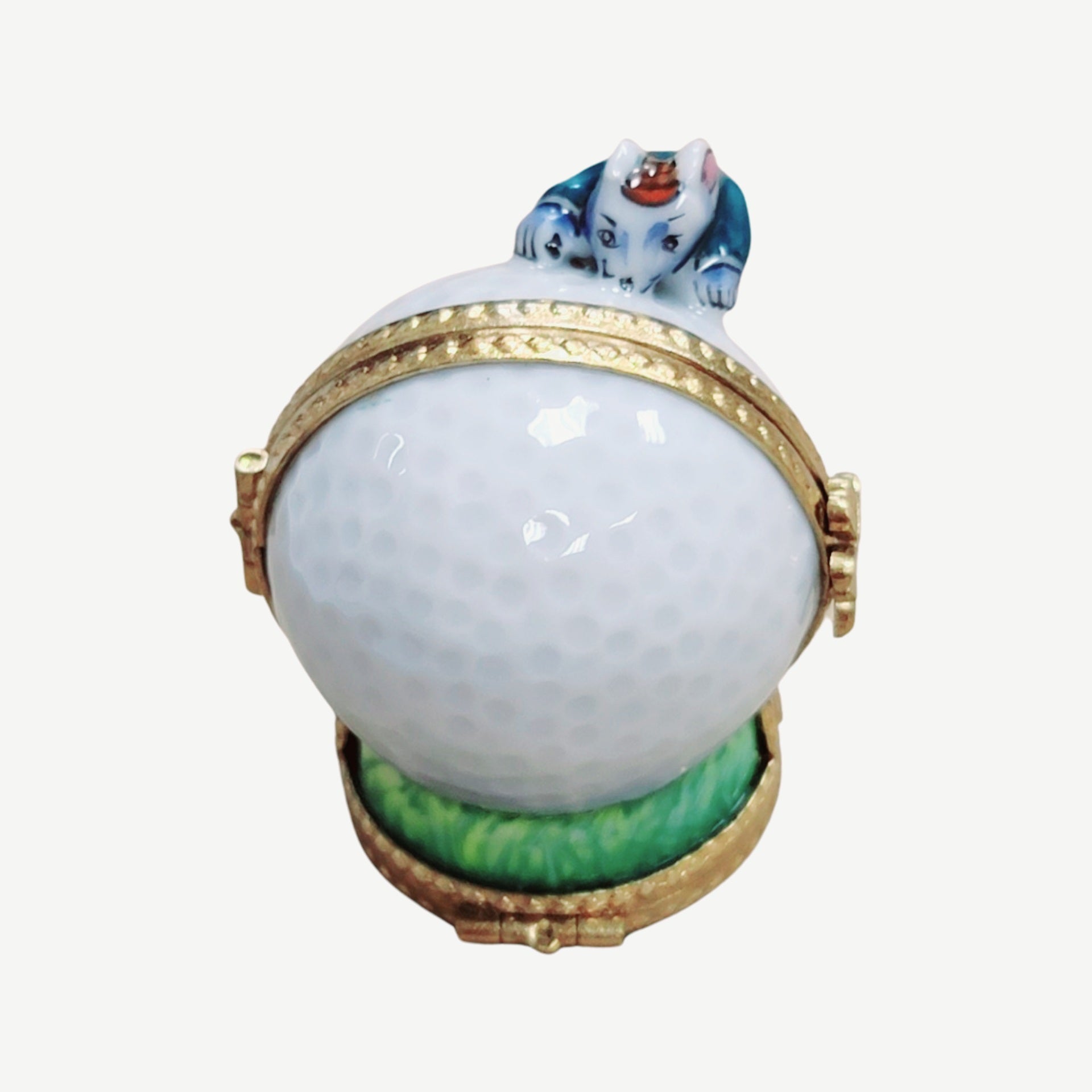 Mouse Golfing on Ball Figurine Porcelain Limoges sports golf limoges box French Trinket Box