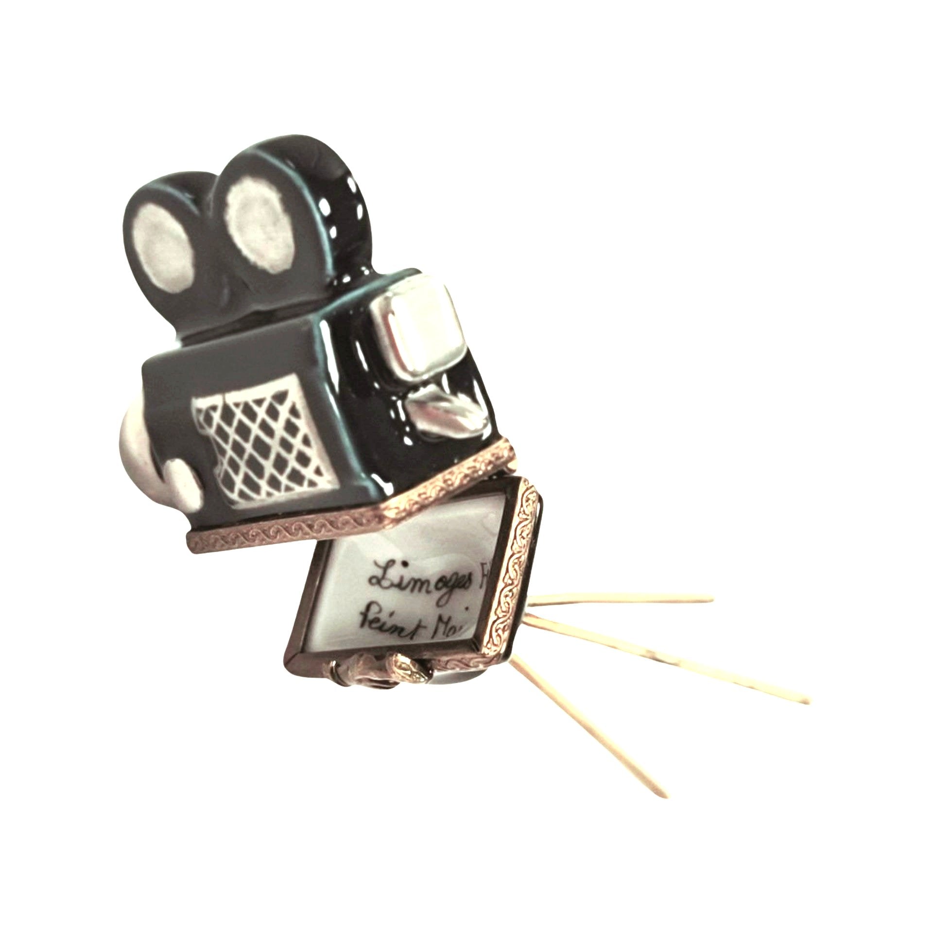 Movie Camera Limoges Box Porcelain Limoges LIMOGES BOXES fine art professional French Trinket Box