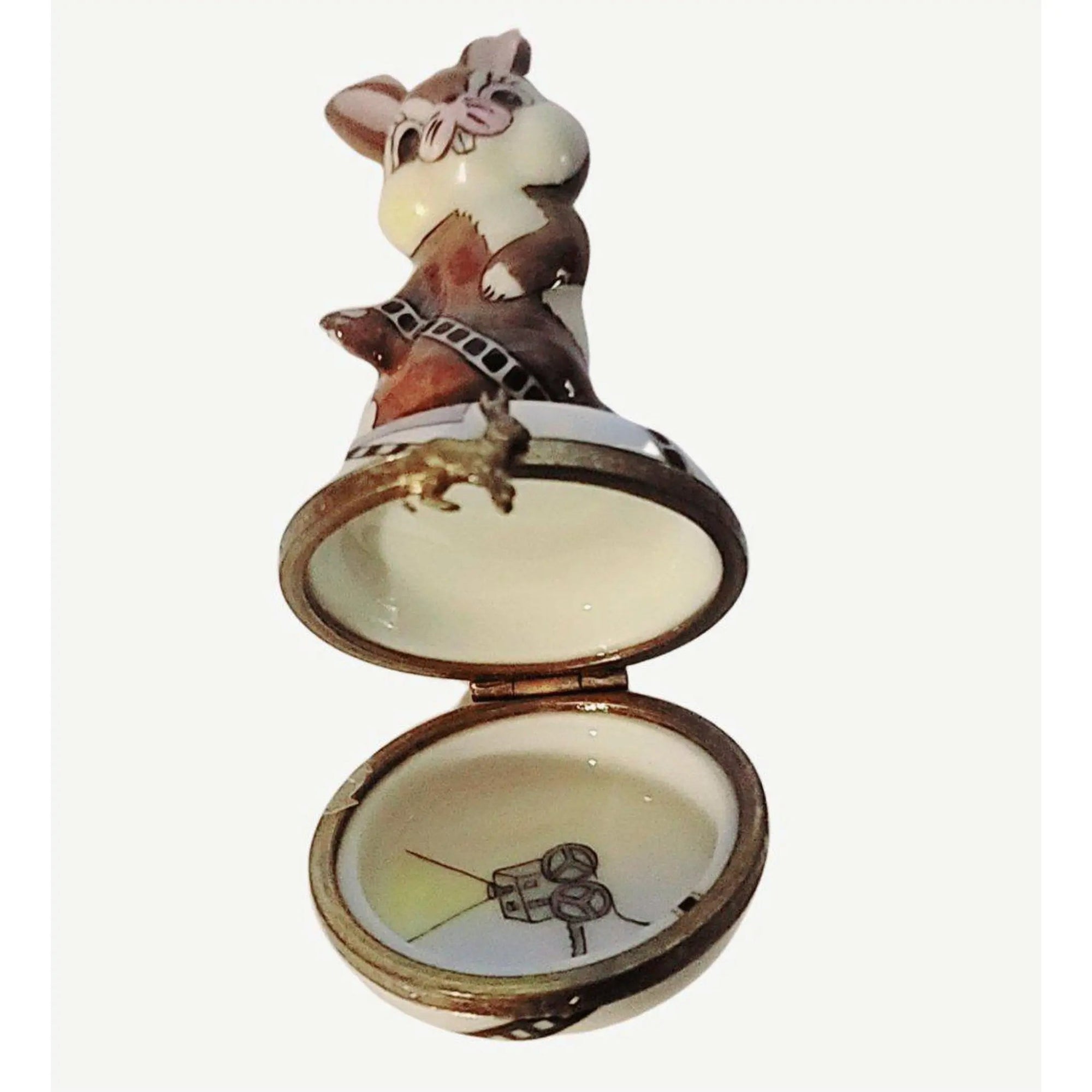 Movie Rabbit Limoges Box Porcelain Limoges rabbit mice bunny French Trinket Box