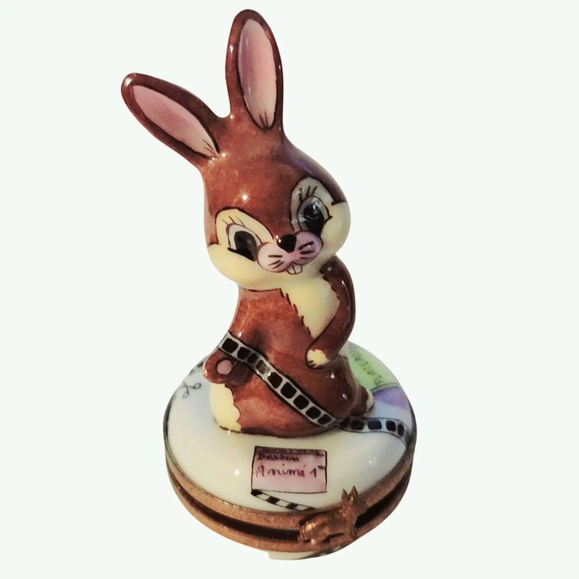 Movie Rabbit Limoges Box Porcelain Limoges rabbit mice bunny French Trinket Box