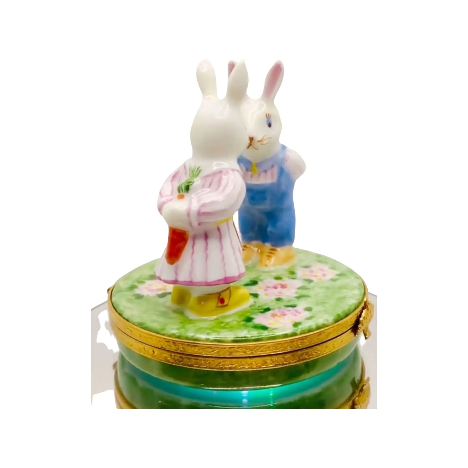 Mr. And Mrs. Rabbit Porcelain Limoges rabbits mice French Trinket Box