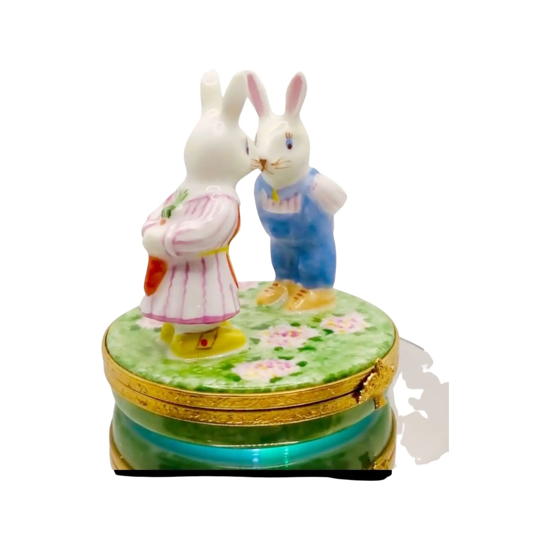 Mr. And Mrs. Rabbit Porcelain Limoges rabbits mice French Trinket Box