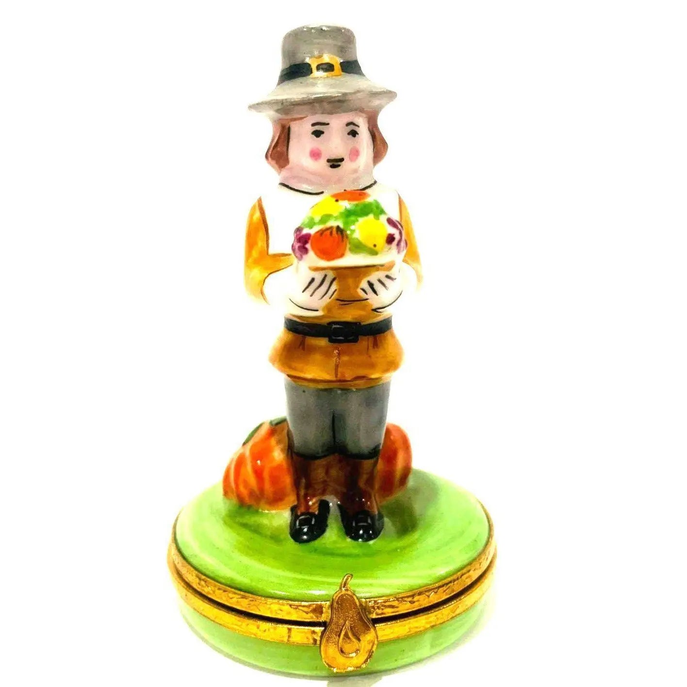 Mr.Pilgrim Porcelain Limoges Thanksgiving French Trinket Box