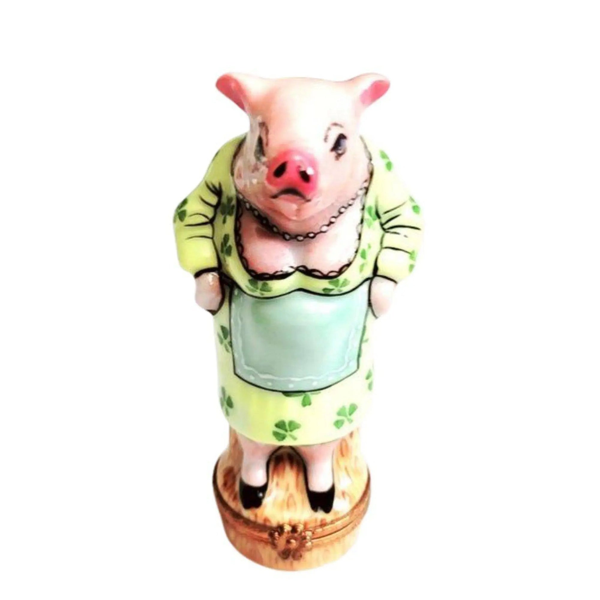 Ms Irish Mama Pig Figurine Porcelain Limoges patriotic farm Limoges Imports Limoges Boxes French Trinket Box