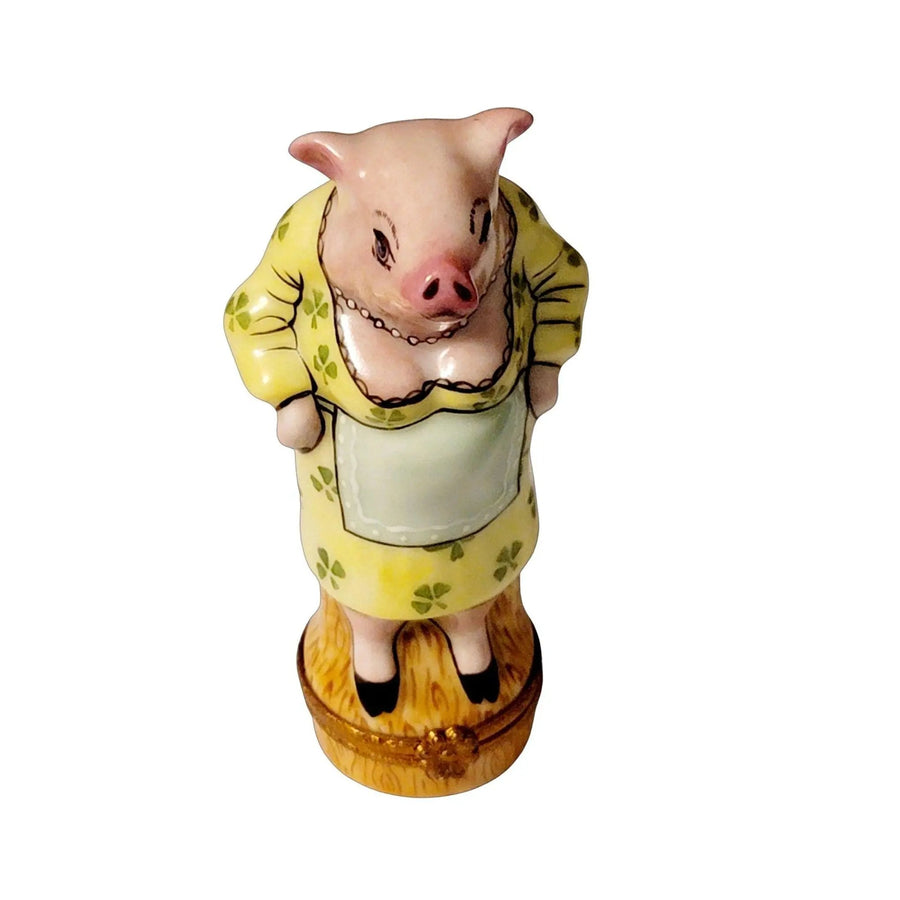 Ms Irish Mama Pig Figurine Porcelain Limoges patriotic farm Limoges Imports Limoges Boxes French Trinket Box
