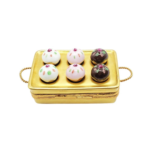 Muffin Tin w 6 Cup Cakes Porcelain Limoges Dessert French Trinket Box