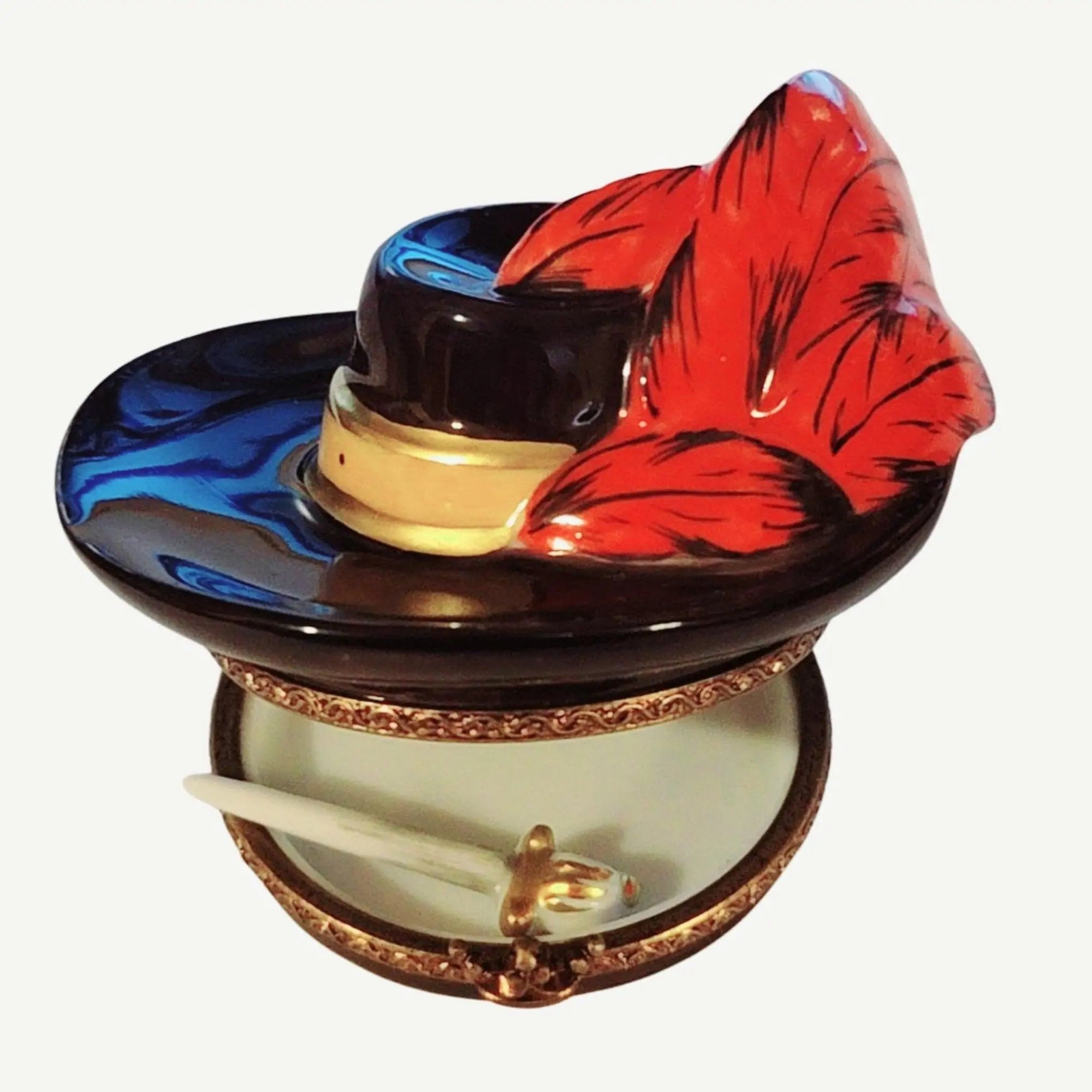 Musketeer Hat Trinket Box Porcelain Limoges baby books Limoges Boxes world travel- French Trinket Box