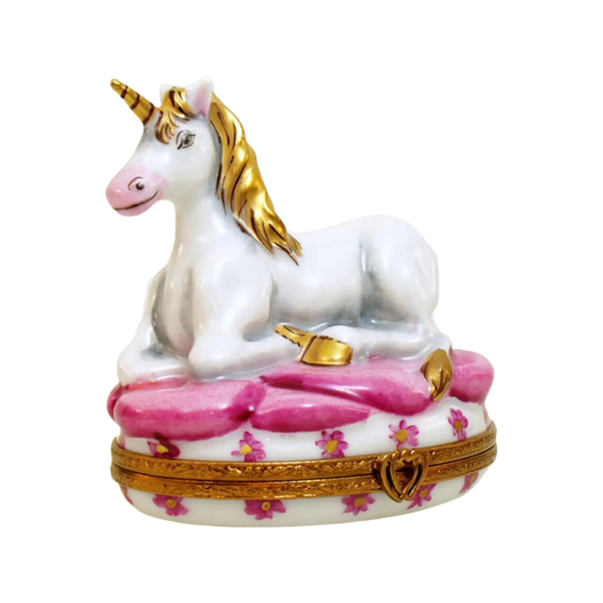 Mystical Pink Unicorn Artoria Porcelain Limoges fairy myth French Trinket Box