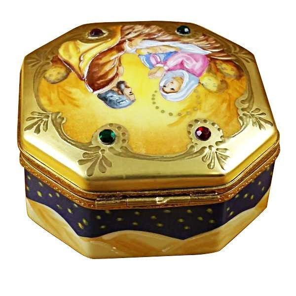 Nativity Octagon Porcelain Limoges nativity religion christian French Trinket Box