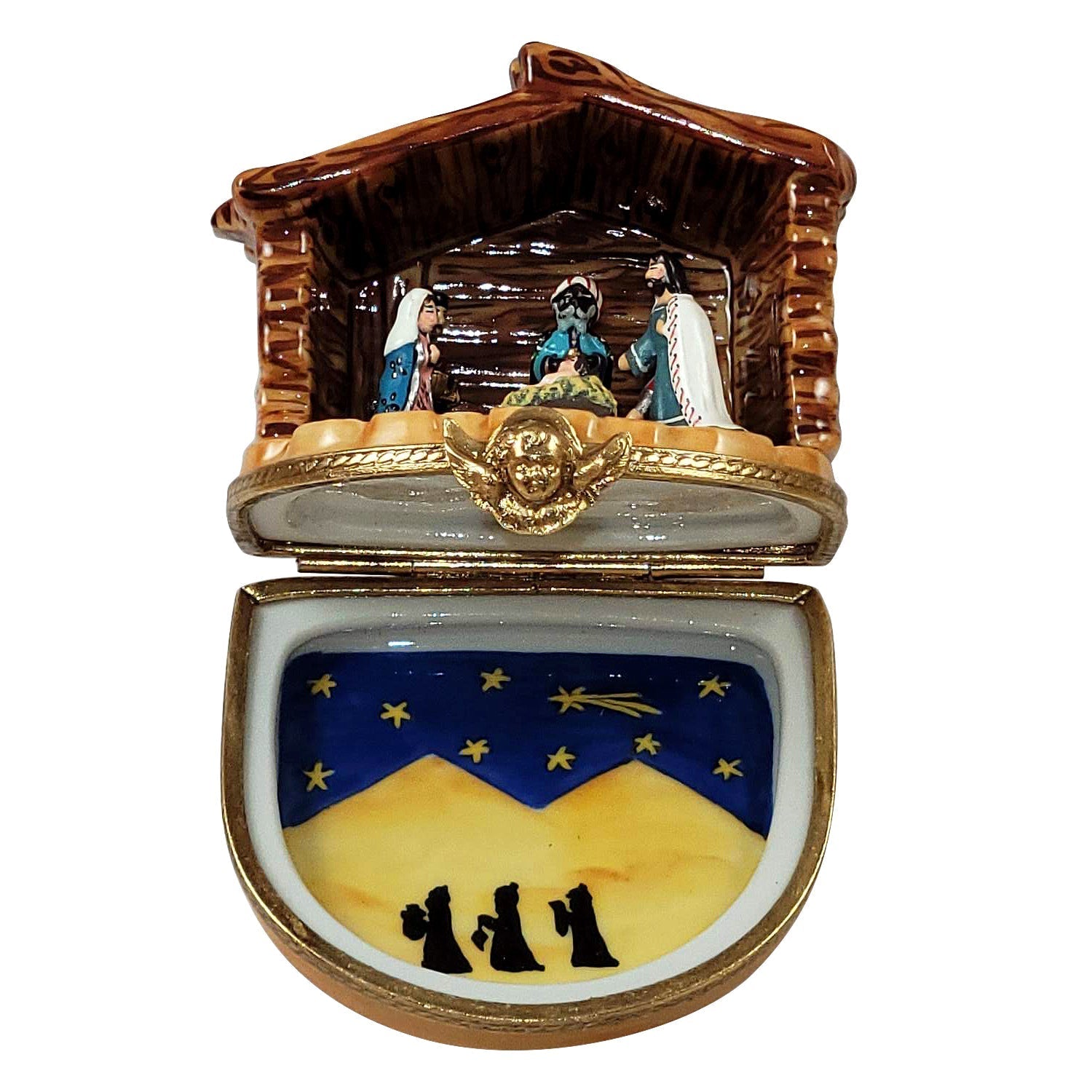 Nativity in Stable Porcelain Limoges nativity limoges boxes Christian French Trinket Box