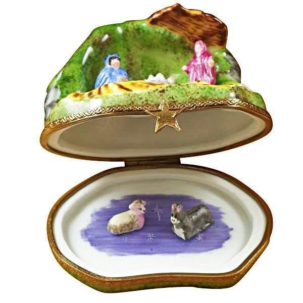 Nativity with 2 Removable Animals Porcelain Limoges nativity French Trinket Box