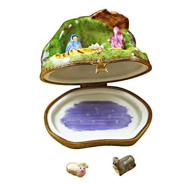 Nativity with 2 Removable Animals Porcelain Limoges nativity French Trinket Box