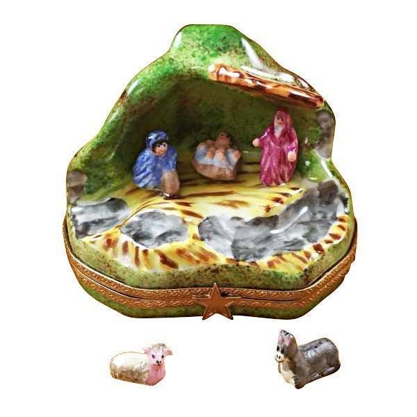 Nativity with 2 Removable Animals Porcelain Limoges nativity French Trinket Box