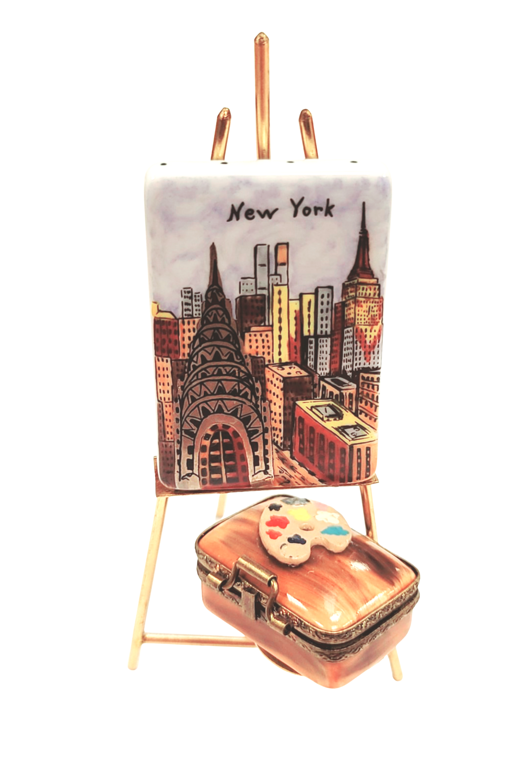 New York City Artistry Box Porcelain Limoges Fine Art French Trinket Box