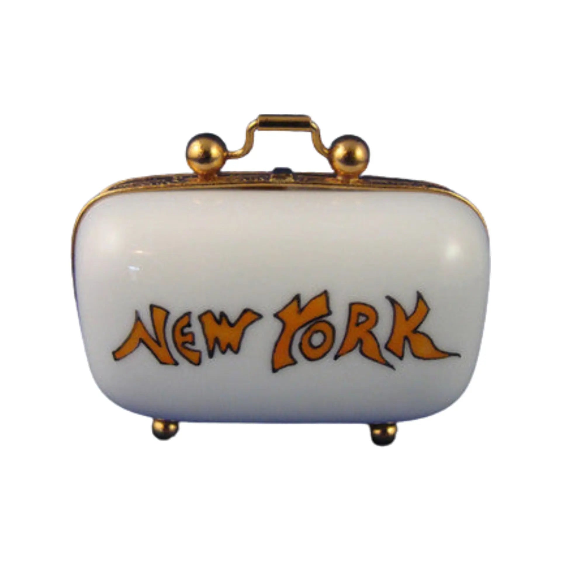 New York Travel Suitcase Porcelain Limoges travel bag French Trinket Box