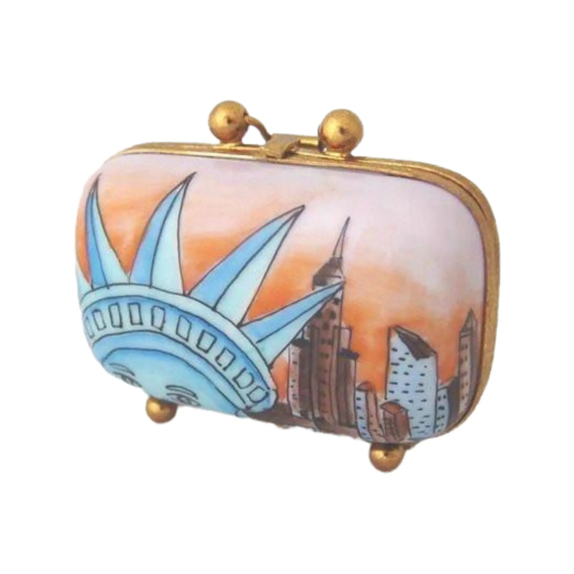 New York Travel Suitcase Porcelain Limoges travel bag French Trinket Box