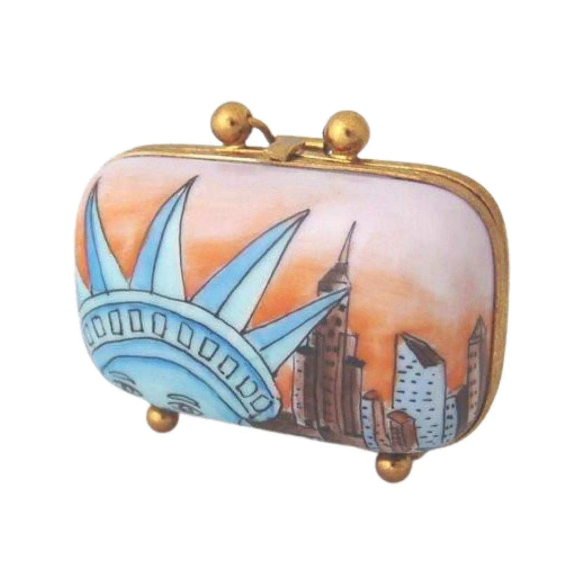New York Travel Suitcase Porcelain Limoges travel bag French Trinket Box