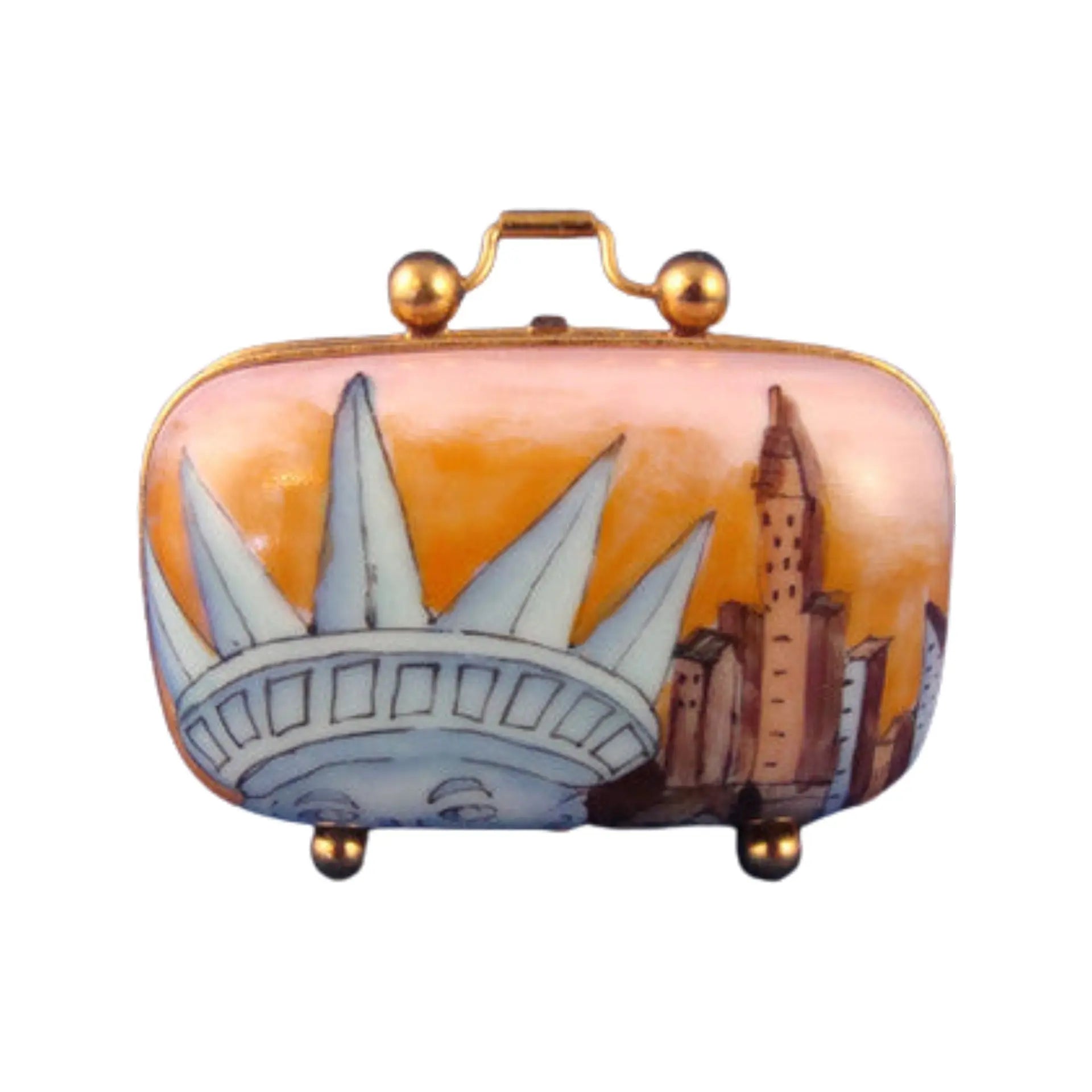New York Travel Suitcase Porcelain Limoges travel bag French Trinket Box
