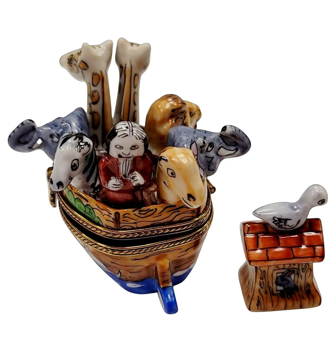 Noah's Ark Limoges Box Figurine Porcelain Limoges Religion Christian French Trinket Box
