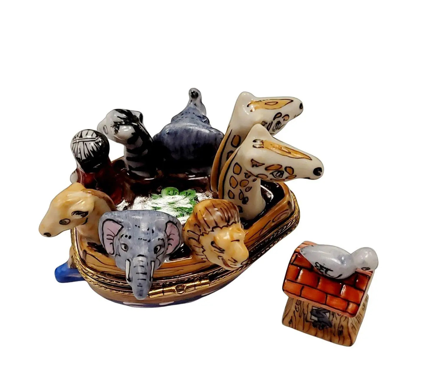Noah's Ark Limoges Box Figurine Porcelain Limoges Religion Christian French Trinket Box