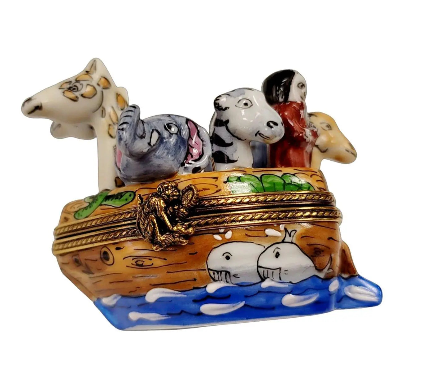 Noah's Ark Limoges Box Figurine Porcelain Limoges Religion Christian French Trinket Box