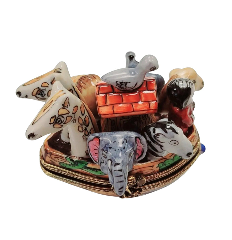 Noah's Ark Limoges Box Figurine Porcelain Limoges Religion Christian French Trinket Box