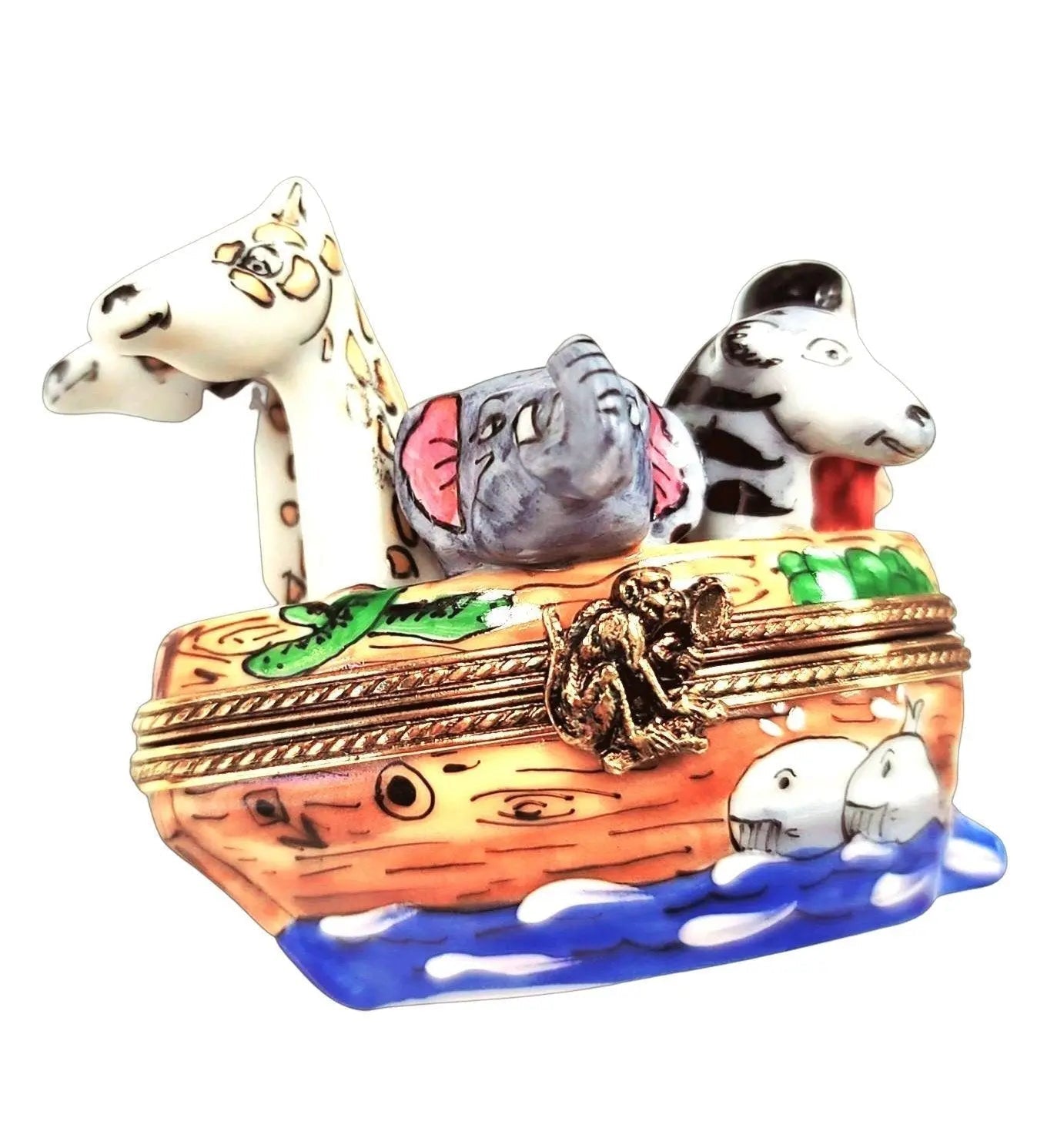 Noah's Ark Limoges Box Figurine Porcelain Limoges Religion Christian French Trinket Box