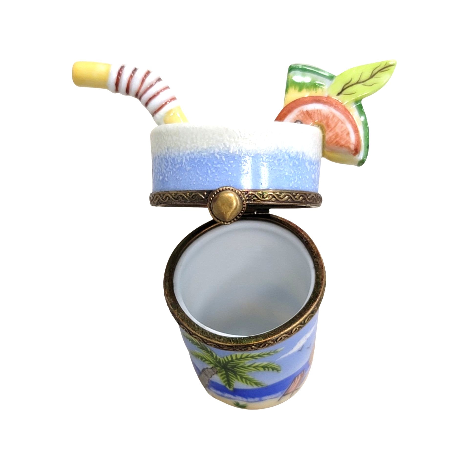 Ocean-Inspired Cocktail Glass Porcelain Limoges beach ocean travel wine French Trinket Box