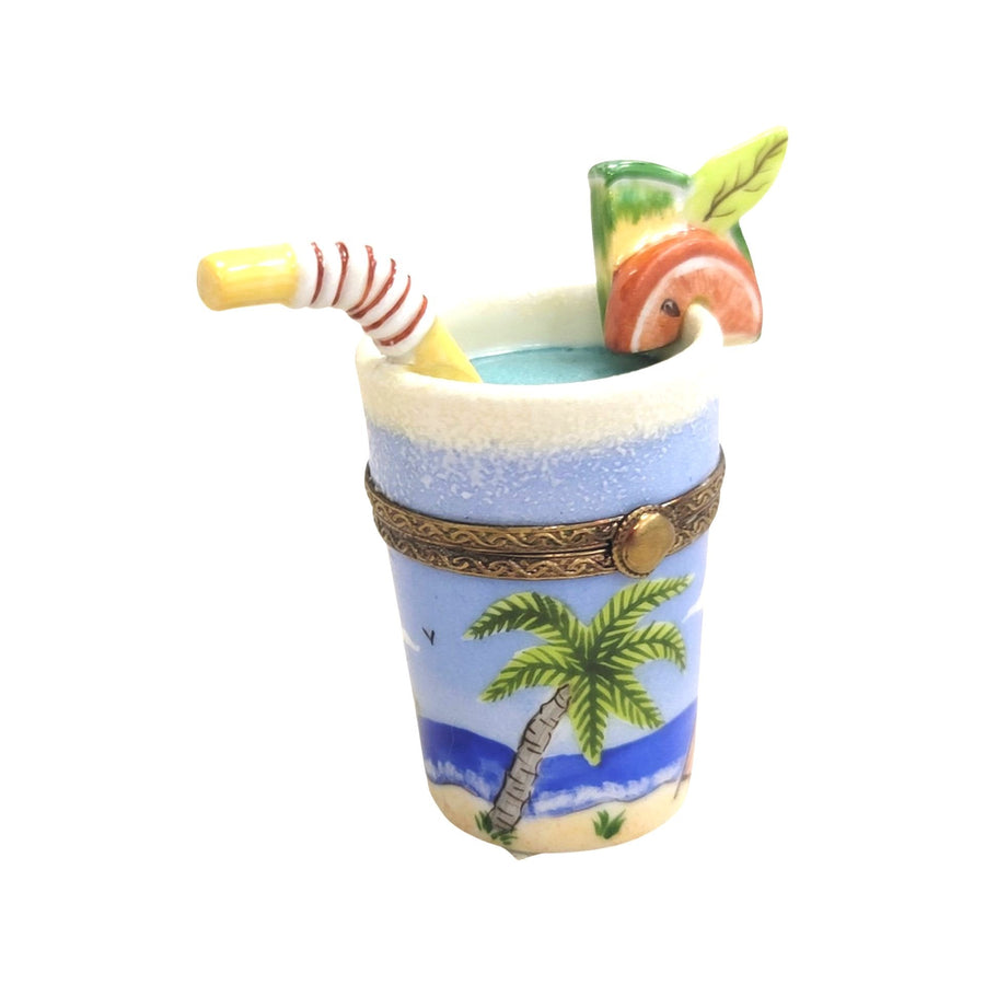 Ocean-Inspired Cocktail Glass Porcelain Limoges beach ocean travel wine French Trinket Box