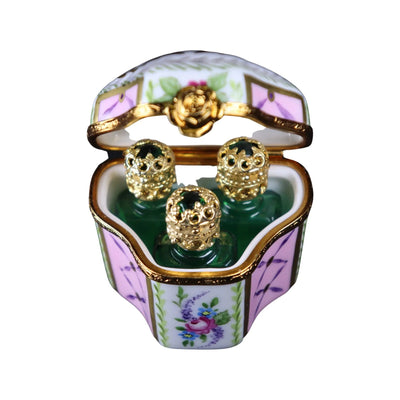 Odd Shape- 3 Perfume Bottles Porcelain Limoges Perfume French Trinket Box