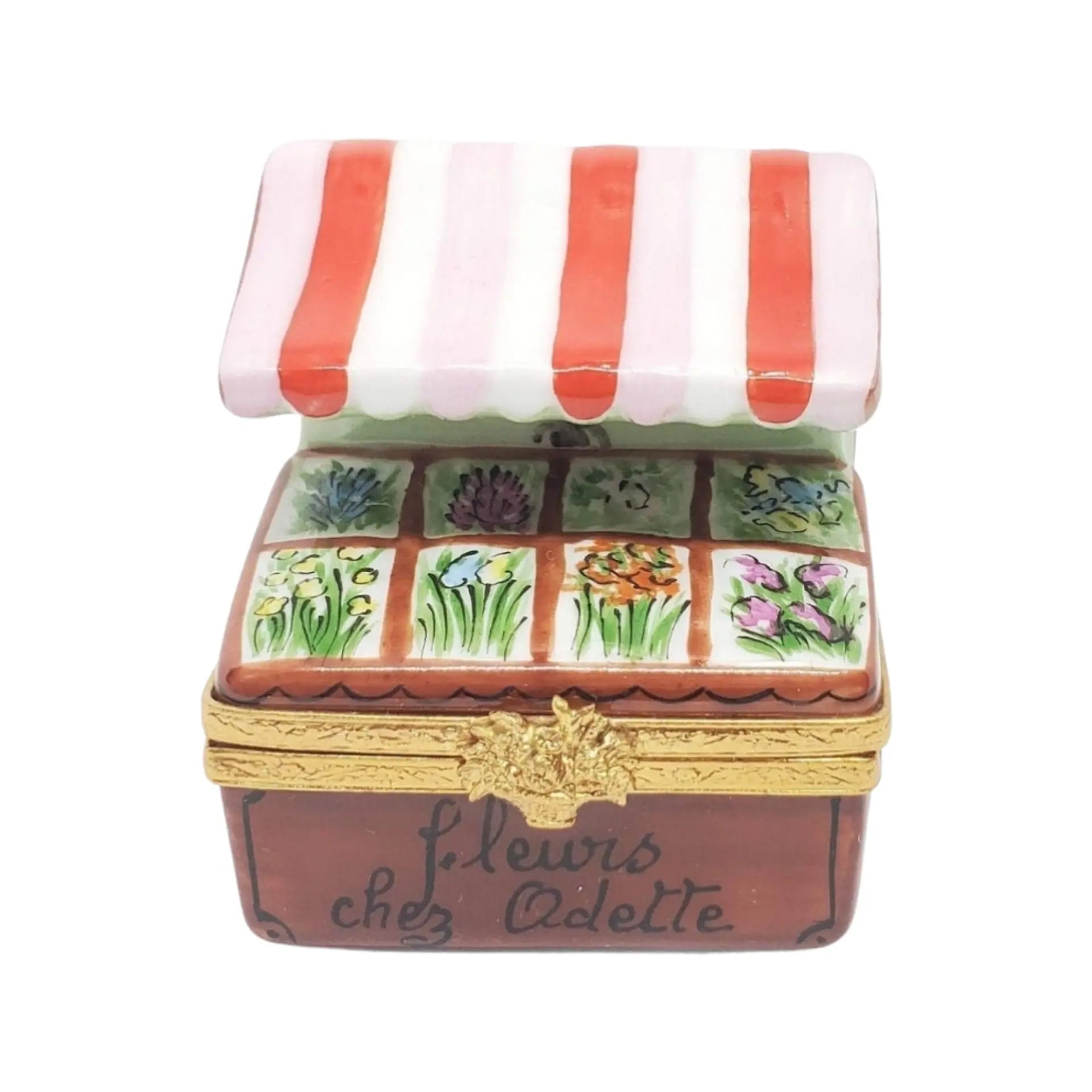 Odettes Florist Garden Porcelain Limoges Garden flowers French Trinket Box